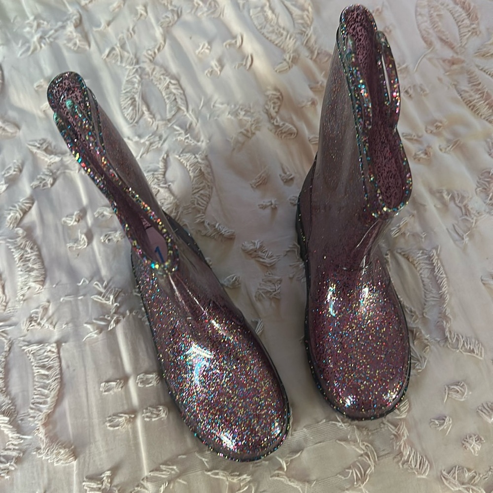 Glitter rain boots